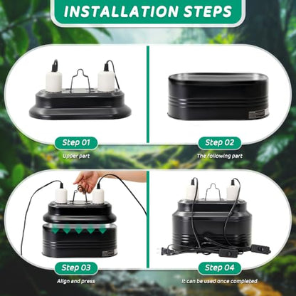 Dual Reptile Light Fixture with Independent Switches | Dual Deep Heat Lamps, UVB Light Fixture, Dome Heat Lighting Lamp Combo Kit, For Bearded Dragon, Iguana, Snake, Turtle Tank
