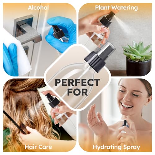 2 Pack Glass Spray Bottles 8.8 oz, 250ml Empty Spray Bottle(Black Nozzle) | Empty Glass Spray Bottles for cleaning, Plants, Pets, Hair, Labels, Funnel, Pipettes - color: 8.5 oz Clear-Black Lids