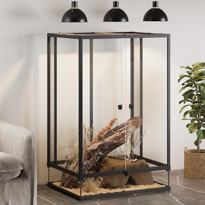 Erinnyees 67 Gallon Reptile Terrarium with Top Screen Ventilation, Snake Habitat with Heating Pad Space, Front Opening Reptile Vivarium with Sliding Cable Outlet for Snakes, Leopard Geckos, Turtles - size: 67 Gallon
