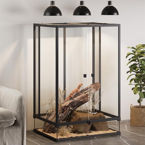 Erinnyees 67 Gallon Reptile Terrarium with Top Screen Ventilation, Snake Habitat with Heating Pad Space, Front Opening Reptile Vivarium with Sliding Cable Outlet for Snakes, Leopard Geckos, Turtles - size: 67 Gallon