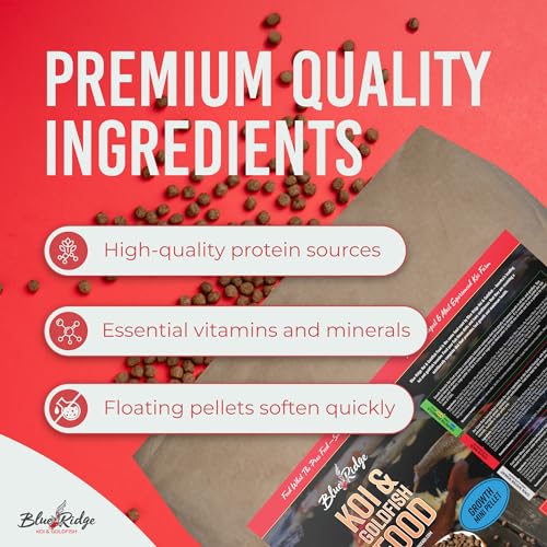 Blue Ridge Koi Fish Food 50lb - Koi Food Mini Growth Formula, Goldfish Food, Premium Fish Food for Ponds, Ponds Fish Food, Floating Pond Pellets - size: 50 Pound (Pack of 1)