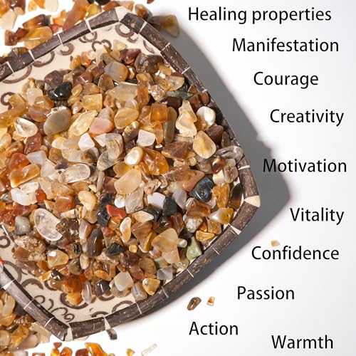 Carnelian Crystal Chips Bulk 2lbs, 2400+ Pieces, 5-8mm Natural Gemstones - color: Carnelian, size: 2LB