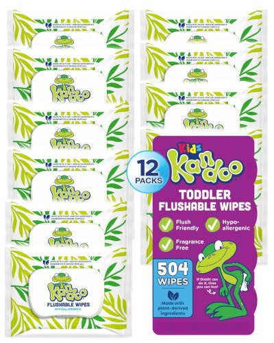Flushable Wipes for Baby and Kids by Kandoo, Sensitive and Unscented Formula, Hypoallergenic Potty Training Wet Cleansing Cloths, 42 Count, Pack of 12 - size: 42 Count (Pack of 12)