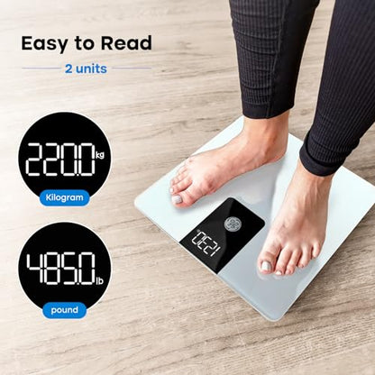 GE Bathroom Scale for Body Weight, Digital Weight Scales 500lbs Heavy Duty | High Capacity Body Measuring Device, High Accurate, White, BMI - color: White