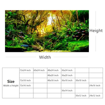 YongFoto Fish Tank Background 30x18 inch Aquarium Background River Bed Waterweeds Moss Lake Aquatic Plant Undersea Tree Branch Backdrop Reptile Habitat Terrarium Background - color: Green-1, size: 30x18in/75x45cm