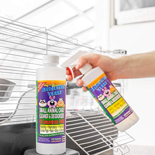 Absolutely Clean Amazing Small Animal Cage Cleaner - Just Spray/Wipe - Easily Removes Messes & Odors - Hamsters, Mice, Rats, Guinea Pigs, Ferrets - USA Made (16 oz Concentrate) - style: 16 Fl Oz Concentrate (Makes 64oz)