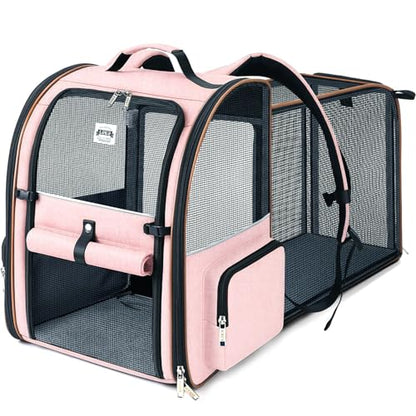 Large Cat Backpack Carrier Expandable Foldable Pet Carrier Backpack for Small Dogs Puppy Medium Cats Fit Up to 18 Lbs for Travel, Hiking,Pink - color: Pink