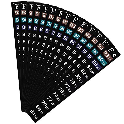 BBTO 20 Pieces Stick on Temperature Strip Adhesive Thermometer Sticker Aquarium Thermometer Sticker in Degree Fahrenheit and Celsius Display for Fish Tank and Aquarium