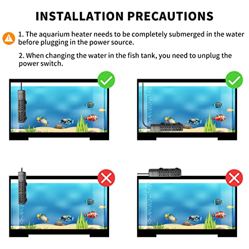 HiTauing Aquarium Heater, 50W/100W/200W/300W/500W Submersible Fish Tank Heater with Over-Temperature Protection and Automatic Power-Off When Leaving Water for Saltwater and Freshwater - size: 100W