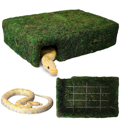 L Size Green Moss Cave Hide, Reptile Shelter for Gecko Snake - color: L Green