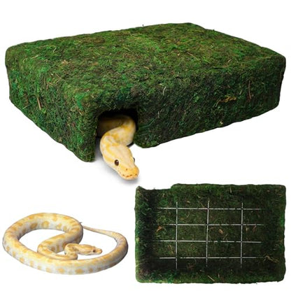L Size Green Moss Cave Hide, Reptile Shelter for Gecko Snake - color: L Green