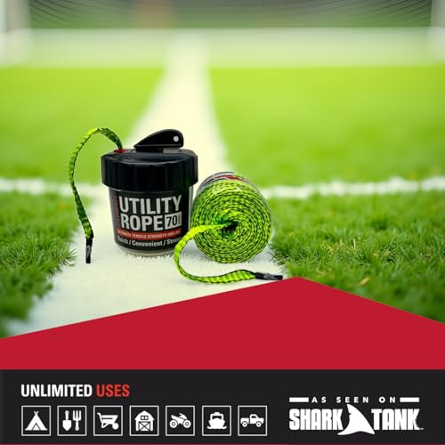 Rapid Rope Canister, 70ft Neon Green Tactical Paracord, 1100lb Test, USA | Heavy Duty Poly Rope Test Cord, Non-Tangle Dispenser Included, For Hiking, Camping, Survival, Utility, Stocking Stuffer, Gift - size: 70ft, style: Neon Green
