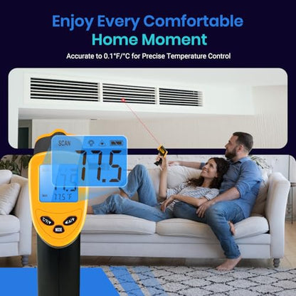Etekcity Infrared Thermometer Laser Temperature Gun, -58°F~1130°F | Cooking, Pizza Oven, BBQ, Meat, Kitchen, Reptile, HVAC, Adjustable Emissivity, MAX Display, High Temperature - color: Laser Yellow, style: Advanced