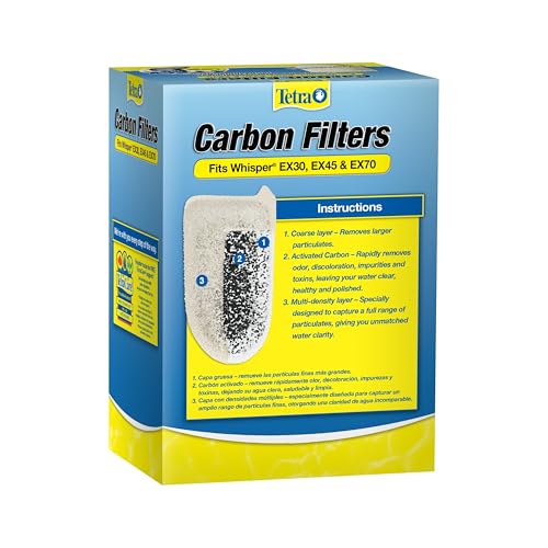 Tetra Whisper EX Carbon Large Round Filter Cartridges, 4 Count | Fits Tetra Whisper EX 30, 45, 70 Fish Tank Filters, Change Monthly - size: 4-Count, style: large
