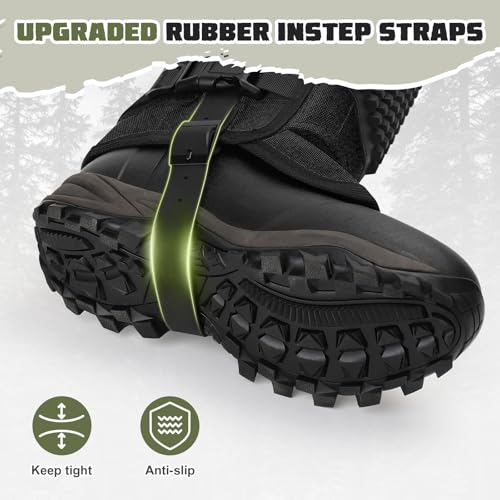 Snake Gaiters, 1200D Waterproof Snake Chaps Snake Gaiters for Men Women, Adjustable Snake Bite Protection Snake Guards for Legs Men, Snake Proof Gaiters for Hiking Hunting - color: Black