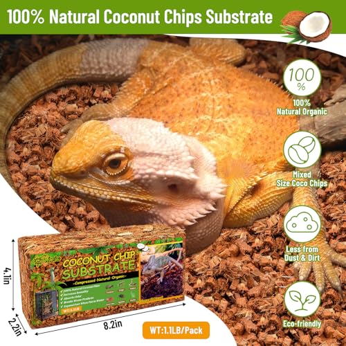Riare 2Pack Coconut Husk Chip for Reptiles, 2.2 LB Coconut Fiber Substrate | Coco Chips Substrate Coconut Husk Bedding for Snakes, Tortoises, Ball Python, Bearded Dragon, Geckos, Lizards, Frogs - color: 2 Pack