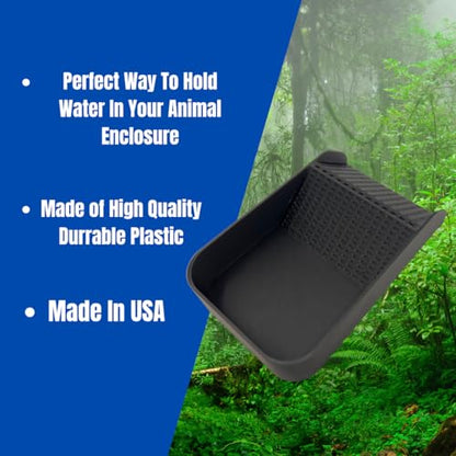 Hermit Crab Watering Pool | Platform Pool Accessory with Access Ramp for Hermit Crabs | 6.5" x 4" | Made in USA (Fresh Only, Black) - color: Fresh Only, Black