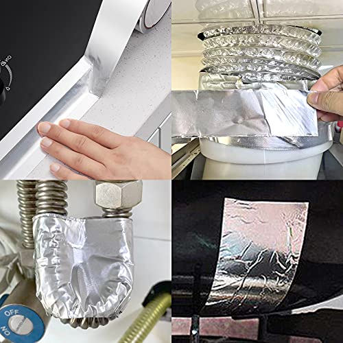 Romeda Aluminum Foil Tape, 2 inch x 65 Feet Foil Tape (3.9 mil), Silver Insulation Adhesive Metal Tape, High Temperature Heavy Duty HVAC Tapes for Ductwork, Dryer Vent, HVAC - size: 2 inch x 65 Ft