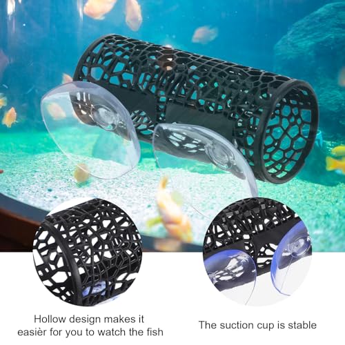 2Pcs Little Fish Swimming Tunnel, Safe Aquarium Decoration Betta Fish Tank Accessories with Suction Cups Hidden Decor Habitat Toys for Small Fish Shrimp Reptile Guppies