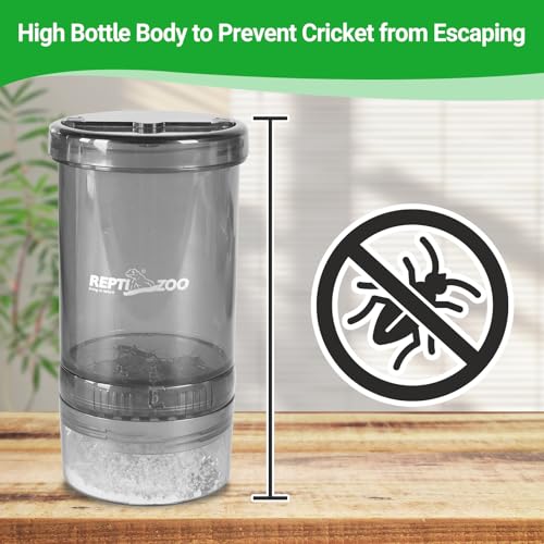REPTI ZOO Reptile Cricket Keeper & Mixer Combo Kit, Reptile Cricket Calcium Powder Feeder, Feeding Dispenser Shaker for Bearded Dragon Gecko Lizards Chameleon Snake