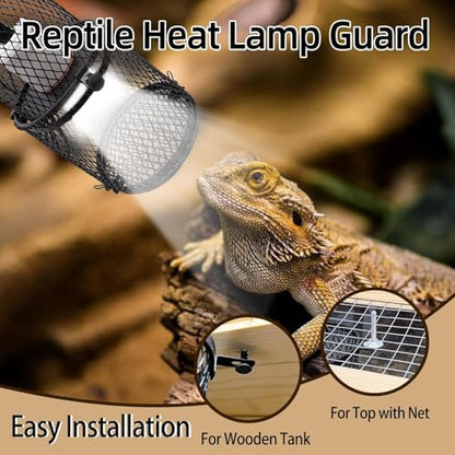 kathson 2 PCS Retractable Reptile Heat Lamp Guard,Reptile Anti-Scald Mesh Cage Guard Lampshade,Ceramic Heat Emitter Heat Lamp Shade Fixture for Snake Lizard Turtle Frog,Without Bulb - size: 2 PCS | Retractable Reptile Heat Lamp Guard