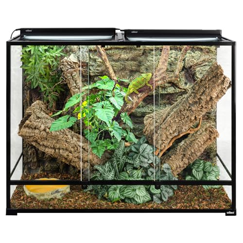 135 Gallon Reptile Terrarium, 48" x 18" x 36" Full Tempered Glass Vertical Reptile Tank,Front Sliding Door with Top Screen Ventilation Reptile Amphibian Tall & Extra-Long Habitat Enclosure Cage