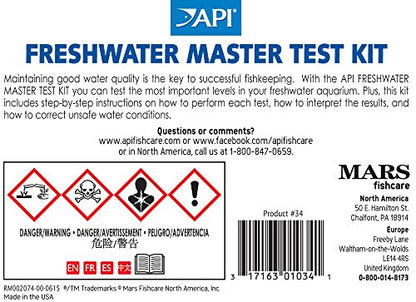 API FRESHWATER MASTER TEST KIT 800-Test Freshwater Aquarium Water Master Test Kit, White, Single, Multi-colored - style: Freshwater