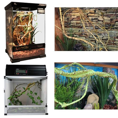 kathson 3 PCS Reptile Vines Plants Flexible Bendable Jungle Climbing Vine Terrarium Plastic Plant Leaves Pet Tank Habitat Decor for Bearded Dragons Lizards Geckos Snakes Frogs and More Reptiles - size: 3 PCS