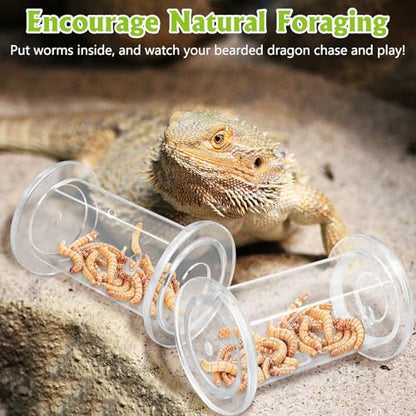 Tfwadmx 2 Pack Transparent Bearded Dragon Enrichment Toys, Reptile Feeding Accessories with Tweezers for Leopard Gecko Crested Gecko Small Reptiles