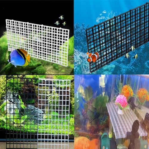 4pcs Aquarium Lid Hood Fish Tank Top Cover Terrarium Lid Plastic Grid Panel Egg Crate Grate with 6 Aquarium Glass Cover Board Clip Fish Tank Lid Anti-Jumping Net Cover (Clear,11.6*11.6inch) - color: Clear