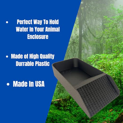 Hermit Crab, Lizard, Turtle, Amphibian XL Watering Pool | Platform Pool Accessory with Access Ramp for Pet Habitats | 9.75" x 5" | Made in USA (X-Large) (Salt Only, Black) - color: Salt Only, Black