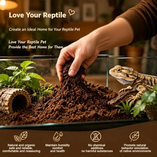 2PCS Reptile Soil Substrate, Bioactive Terrarium Soil & Moisture Retaining Substrate for Snake Bedding, Tortoise, Hermit Crab, Tarantulas, Lizards – Reptile Tank Bedding
