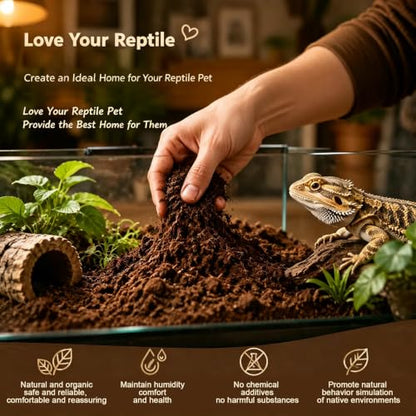 2PCS Reptile Soil Substrate, Bioactive Terrarium Soil & Moisture Retaining Substrate for Snake Bedding, Tortoise, Hermit Crab, Tarantulas, Lizards – Reptile Tank Bedding