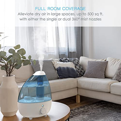 Pure Enrichment MistAire XL Ultrasonic Cool Mist Humidifier - All Day Operation for Large Rooms, 1 Gallon Tank, Variable Mist Control, Automatic Shut-Off, Whisper Quiet, and Optional Night Light - size: MistAire XL (Extra Large)