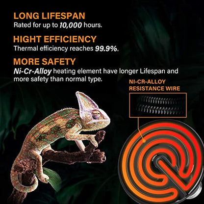 Simple Deluxe 25W Ceramic Heat Lamp, Reptile Heat Bulb Emitter, No Light Emitting Brooder Coop Heater for Amphibian Pet & Incubating Chicken, Black, 4 Pack - size: 25 Watts (Pack of 2)