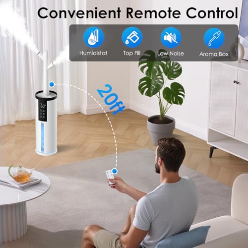 Humidifier for Large Room, 2.11Gal Cool & Warm Mist,Top Fill, 80H | Home Humidifier with Humidistat, 4 Mist Level,up to 650 ft² Coverage,Auto Mode,Quiet Humidifier for Bedroom,Commercial,Plant - color: Lvory