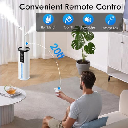 Humidifier for Large Room, 2.11Gal Cool & Warm Mist,Top Fill, 80H | Home Humidifier with Humidistat, 4 Mist Level,up to 650 ft² Coverage,Auto Mode,Quiet Humidifier for Bedroom,Commercial,Plant - color: Lvory