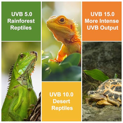 UVB Reptile Light, 5.0 26W UVA UVB Light for Reptiles, Spiral Compact Fluorescent UVB Bulb for Chameleons Tortoise Iguanas and Snakes - size: 6.5 in 5.0