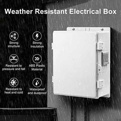 Namunanee Outdoor Electrical Junction Box, ABS Water Resistant Enclosure with Internal Mounting Panel & Hinged Cover, 9.2" H* 7" L* 4.6" W - size: 9.2"H x 7"L x 4.6"W & Standard