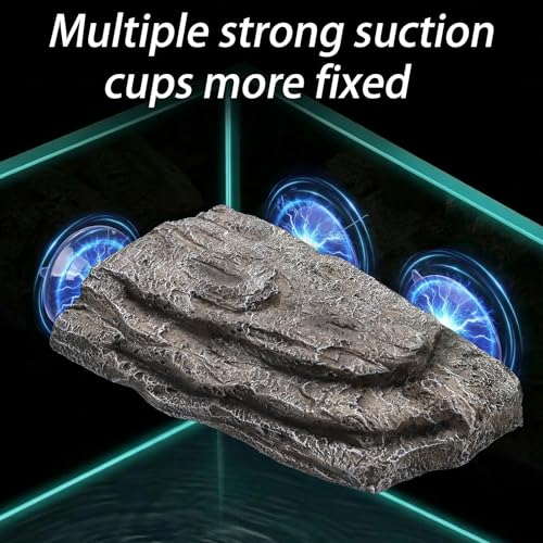 Turtle Basking Platform, Tank Aquarium Tortoise Climbing Platform with 3 Suction Cups, Simulation Rock Resting Terrace, Turtle Tank Accessories for Baby Tortoise, Terrapins, Frogs