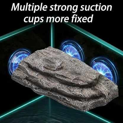 Turtle Basking Platform, Tank Aquarium Tortoise Climbing Platform with 3 Suction Cups, Simulation Rock Resting Terrace, Turtle Tank Accessories for Baby Tortoise, Terrapins, Frogs
