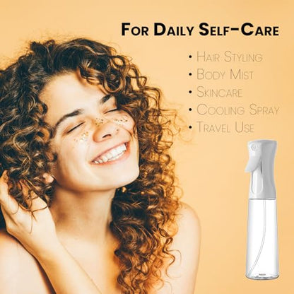 Continuous Ultra Fine Mist Spray Bottle – Refillable Water Mister for Hair, Hairstyling, Barber, Salon, Plants, Cleaning, Skincare – (350ml 2Pcs, Transparent bottle) - color: Transparent bottle, style: 350ml 2Pcs