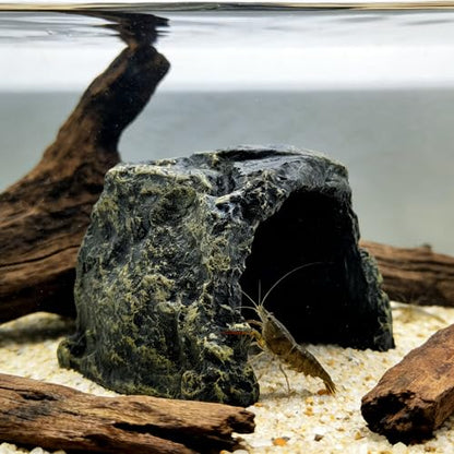 M2cbridge Aquarium Fish Hide Cave Reptile Terrarium Habitat Decor Rock | Natural colors careful craft, perfect resting spot, solid and sturdy - style: Rustic