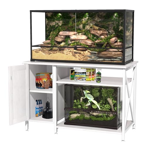 Herture 120 Gallon Terrarium Stand, Reptile Tank Stand, 4x2x2 Reptile Enclosure Stand, with Storage Cabinet and Power Outlet, for Bearded Dragons, Snakes, Lizard Terrarium White PG08XYW - color: White, size: 48x24"-40-120 Gallon