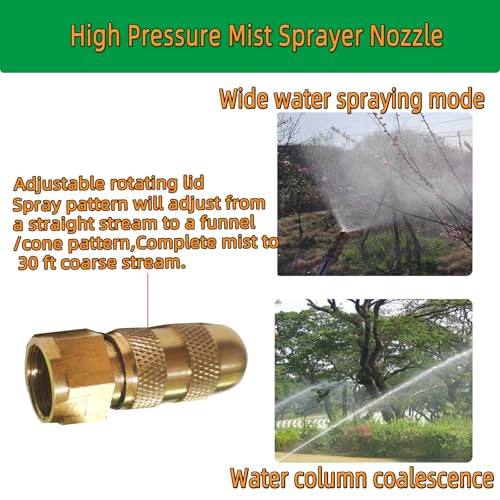 2Pcs High Pressure Misting Nozzle,Adjustable Spray Nozzle Tips for Backpack Sprayers,Farm Irrigation and Garden Irrigation Nozzle Replacement Kit