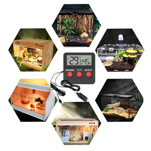 Temperature Humidity Meter, Digital Hygrometer with 2 External Probes Dual Display for Reptile Terrarium Incubator Aquarium
