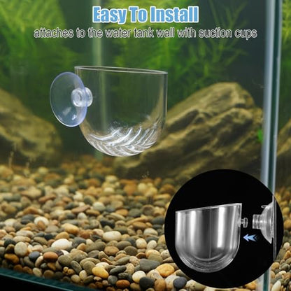 3 Pack Clear Fish Tank Plant Holder Aquatic Plant Cups Fishes Tanks Plants Pot Acrylic Aquarium Plants Holder with Suction Cups for Home Aquariums Aquascape Decor, Red Worm Fish Shrimp Feeder