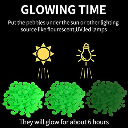 150 PCS Green Glow Rocks Luminous Stones DIY Pebbles Aquarium Garden | OSOPOLA Green Glow Rocks Luminous Stones DIY Pebbles For Aquarium Garden Path Patio FD05GR150 - color: Green/150 pcs, size: 2.5x2x0.5cm