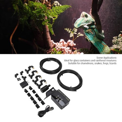 Luocute Reptile System, Automatic Terrariums Misting System with Timer and Copper Nozzles, Suitable for Rainforest Plants Amphibian (US Plug 110-240V)
