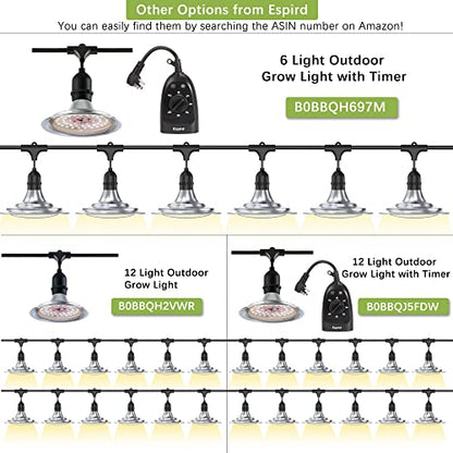 Outdoor Grow Light, Greenhouse String Grow Light, Waterproof Plant Growing Lamps, UL Certified LED Grow Lights for Greenhouse Garden, 21.3FT Full Spectrum Grow Light for Veg Seedling Flower - size: 6 Light without Timer
